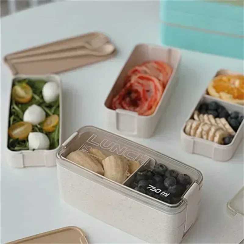 2025 New Cpartment Wheat Straw Bento Box Reusable Tableware Lunch Containers Meal and Snack Food Containers Portable Lunch Box H251213