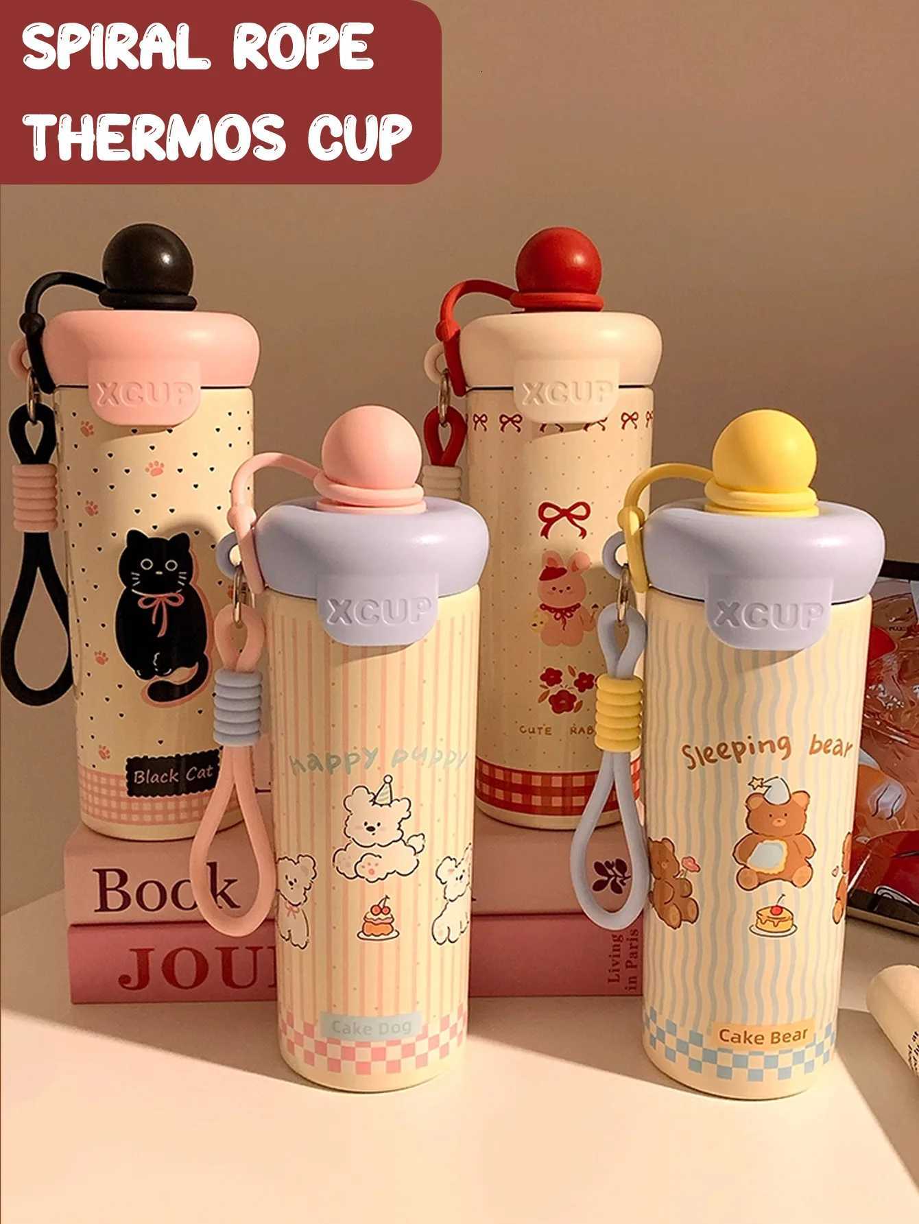 1pc 650ml cute and fashionable double-layer stainless steel insulated and chilled water bottle with a handle H251215