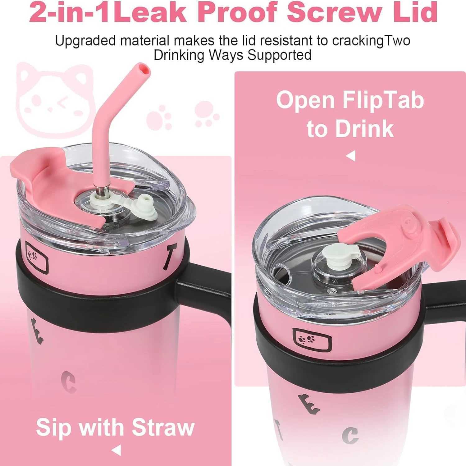 1200ML Stainless Steel Vacuum Insulated Tumbler Large-capacity Water Bottle Thermos Straw Cup Outdoor Travel Drinkware Kettle H251215