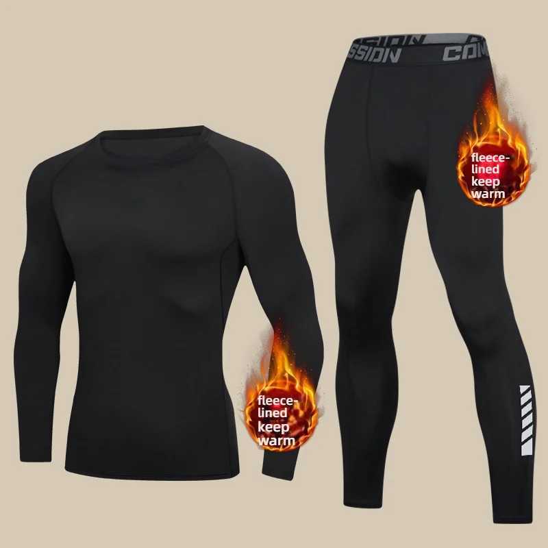 De Run Warmth-Retaining Underwear Set for Men Winter Version with Thick Fleece Lining Great for Running Undergarments for Col G251215