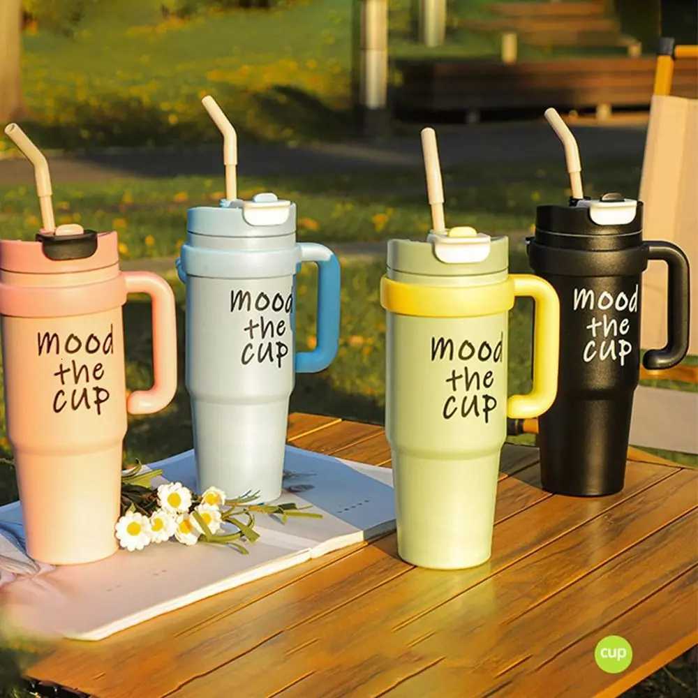 Gifts 1000ML Straw Cup Cold and Hot Water Bottle Accessories Thermal Water Bottle with Straw Large Capacity Coffee Cups H251215