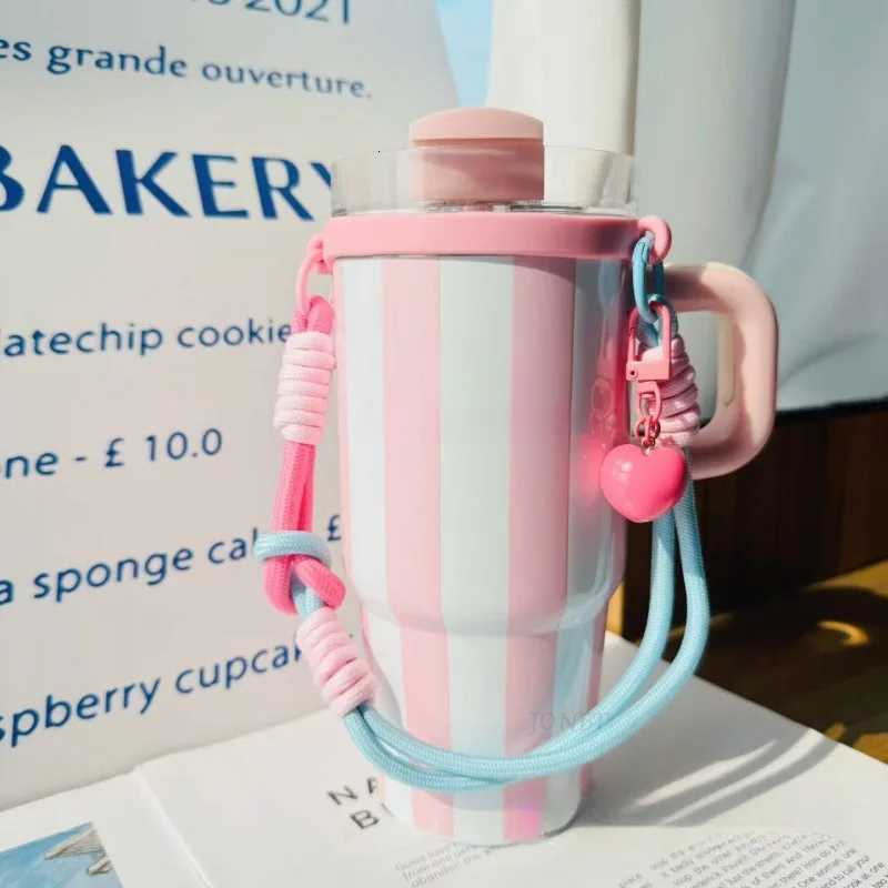 Pink Woven Portable Water Cup Hand-held For 6-10cm Cup Mouth Tumbler Lanyard Cup Sleeve for Stanley Thermo Accessory H251215