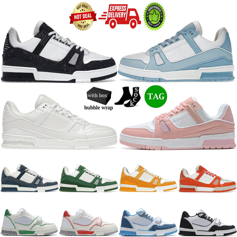 2025 With box men women shoes designer trainer sneakers Low black white blue navy orange green yellow Pink Brown mens trendy tennis jogging walking