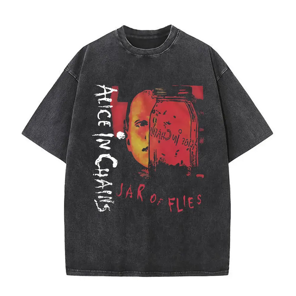 Washed Vintage Rock Band Alice in Chains Jar of Flies Album Graphic T-shirt Men Gothic Punk Pop Music T Shirt Oversized T Shirts 251213