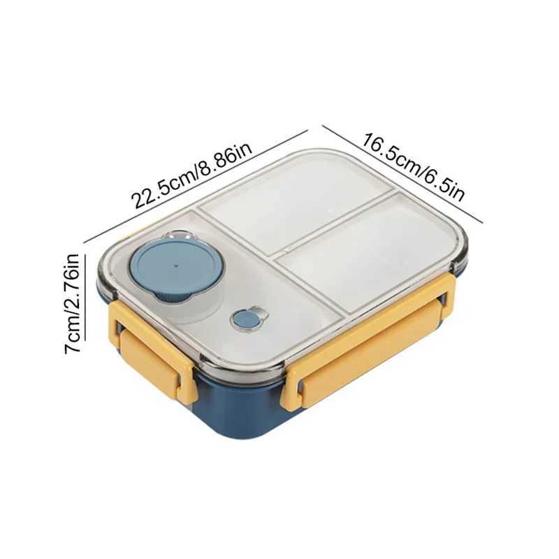 850ml Lunch Box Plastic Portable Microwavable Bento Box with Sauce Box Off School Travel Leakproof Food Storage Container H251213