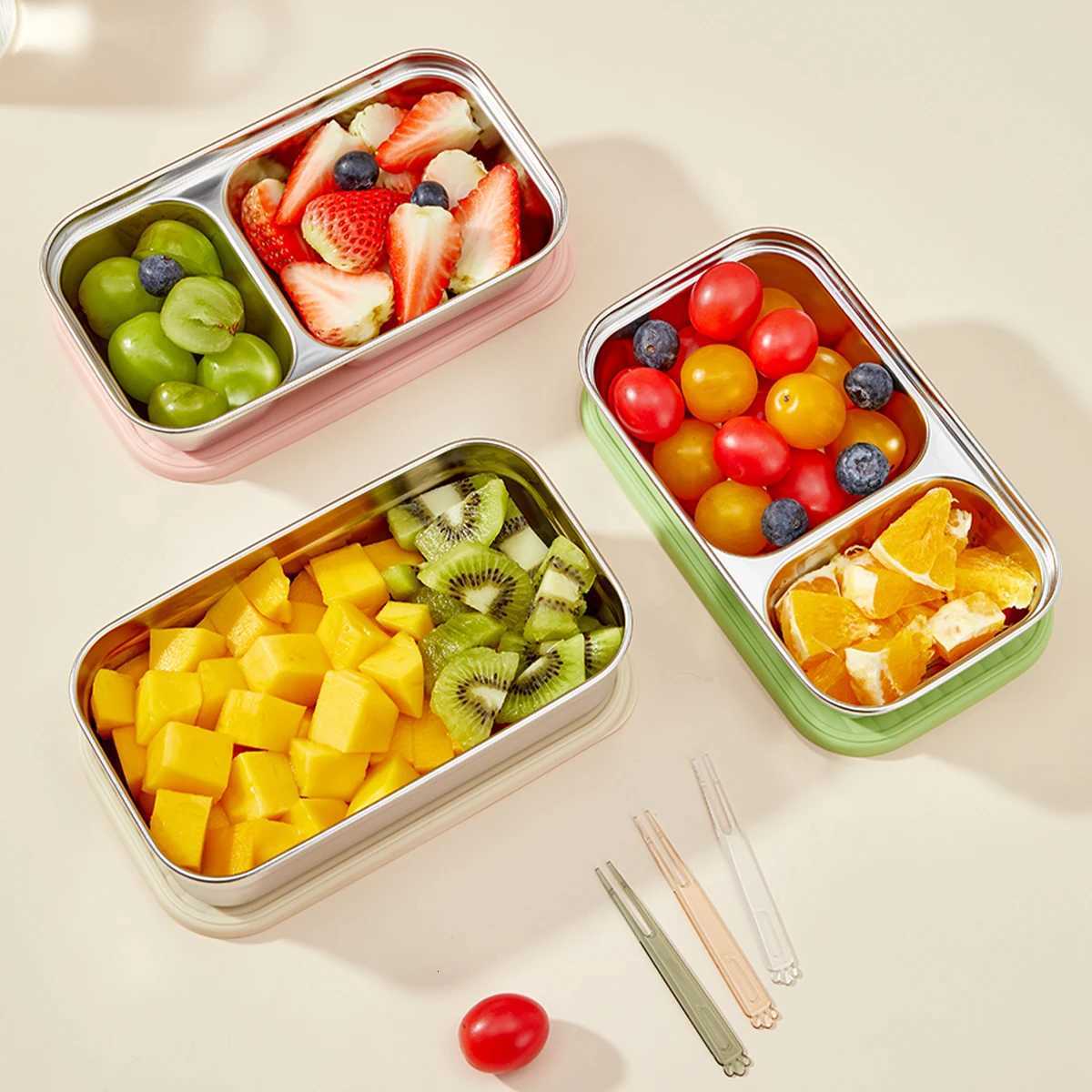WORTHBUY Portable 304 Stainless Steel Lunch Box For Kids Students Travel Picnic Reusable Sed Leak Proof Fruit Salad Bento Box H251213