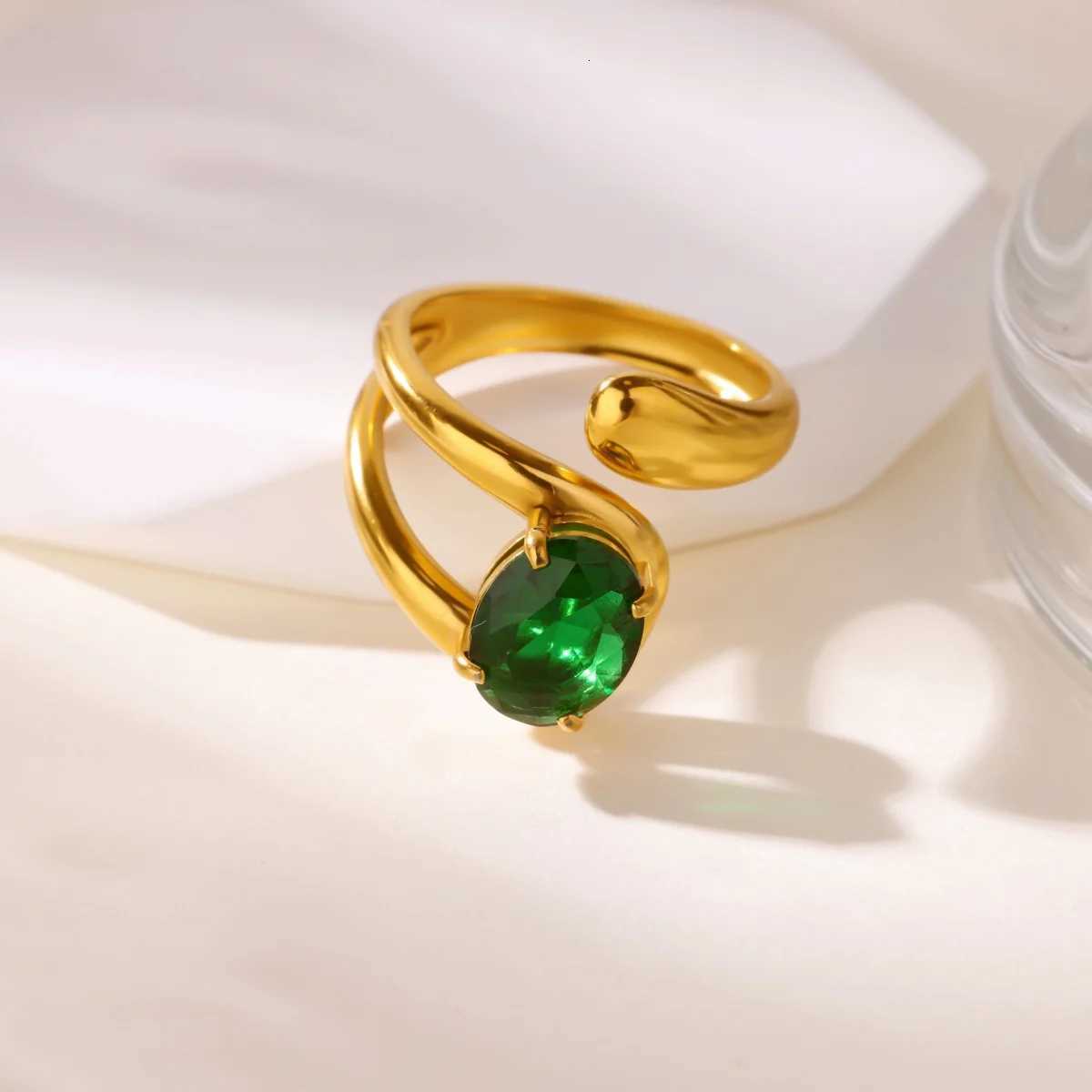 Zircon Butterfly Heart Rings for Women Girls Gold Color Stainless Steel Open Ring Trendy Luxury Aesthetic Jewelry 2025 Style M251215