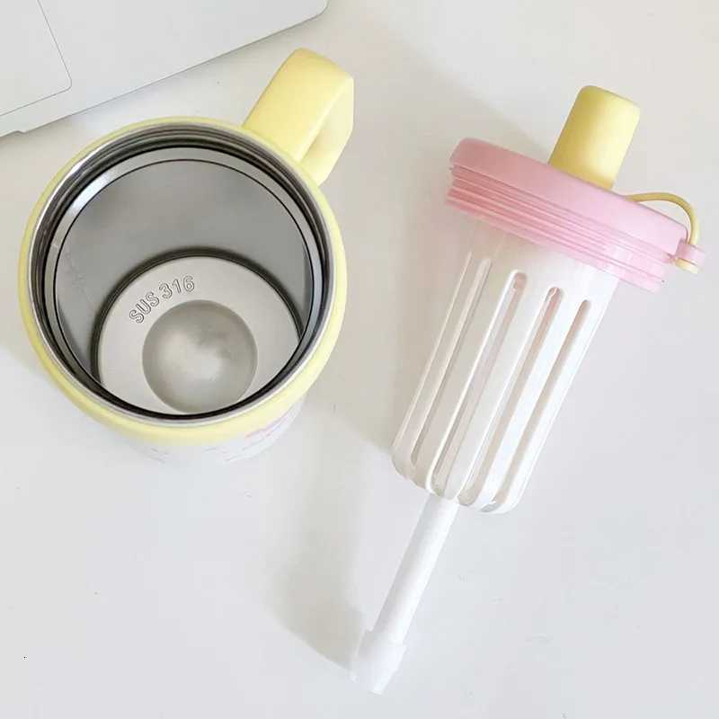 1000ML Thermos Water Cup For Girls Ice Coffee Cup With Handle Straw Tumbler Large Capacity 316 Stainless Steel Insulated Cup H251215