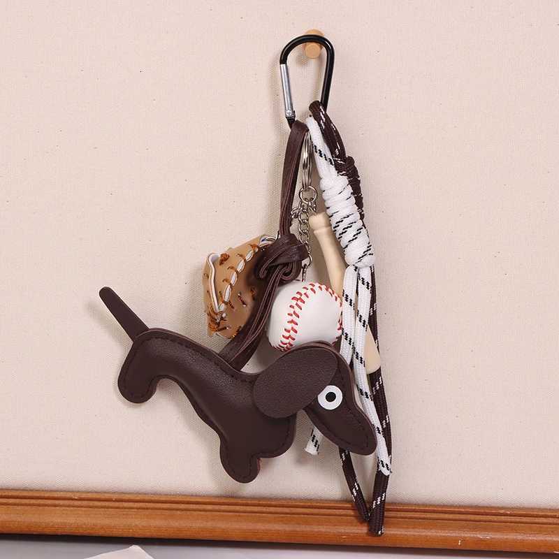 1PC Mens And Womens Pendants Vintage Brown Autumn And Winter Leather Sausage Dog Chocolate For Mobile Phone Bags Keychain M251215