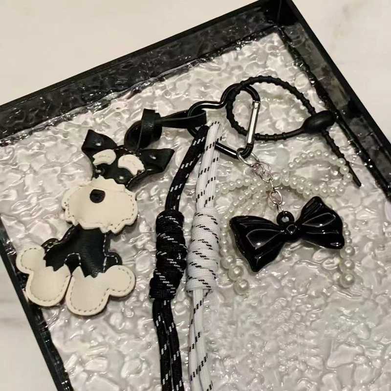 Cartoon Animal Key Chain Cute Schnauzer Keyring For Women PU Leather Dog Puppy Pendant Keychain Backpack Pendant Ornaments M251215