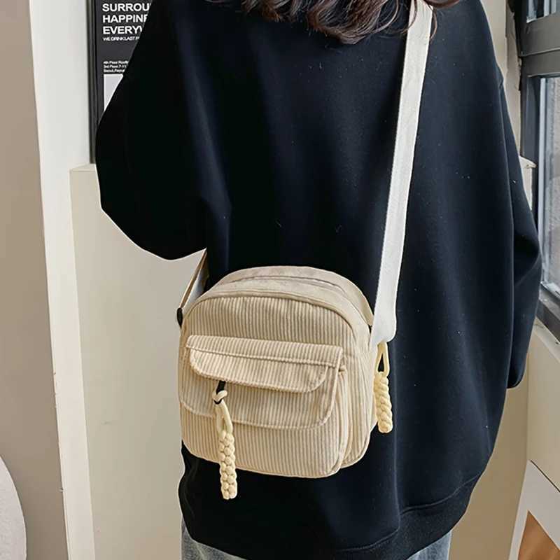 Korean Harajuku Messenger Bags Corduroy Womens Small Shoulder Bag Teenager Girl Crossbody Bag Cute Tote Student BolsaT251215