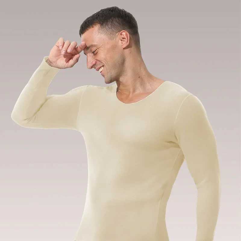 Seamless Thermal Underwear Mens Upper Body with Fleece Thickened Autumn and Winter Single Long Sleeve Undercoat G251215