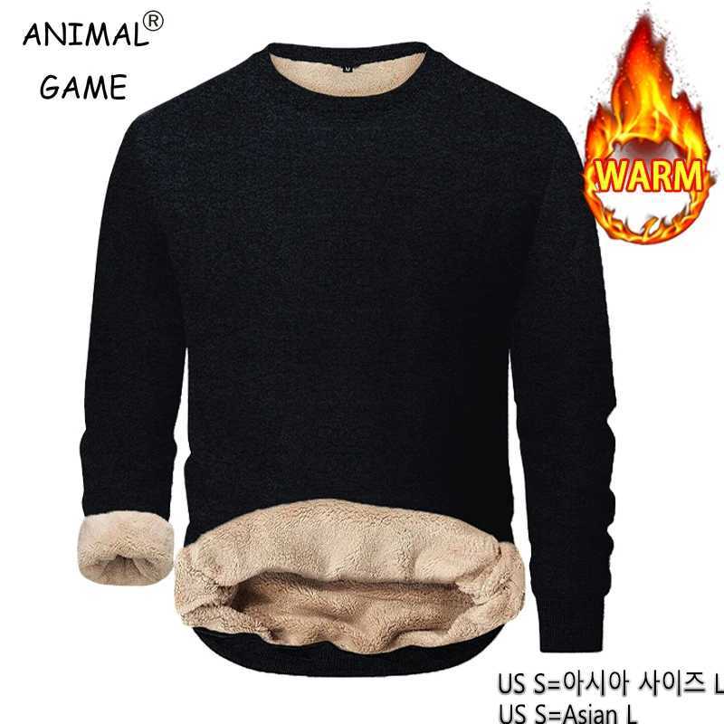 Animal Game Men Fleece Sweatshirts Casual Pullover Slim Thermal Underwear Male Sherpa Lined Streetwear Thermal Winter Shirts G251215