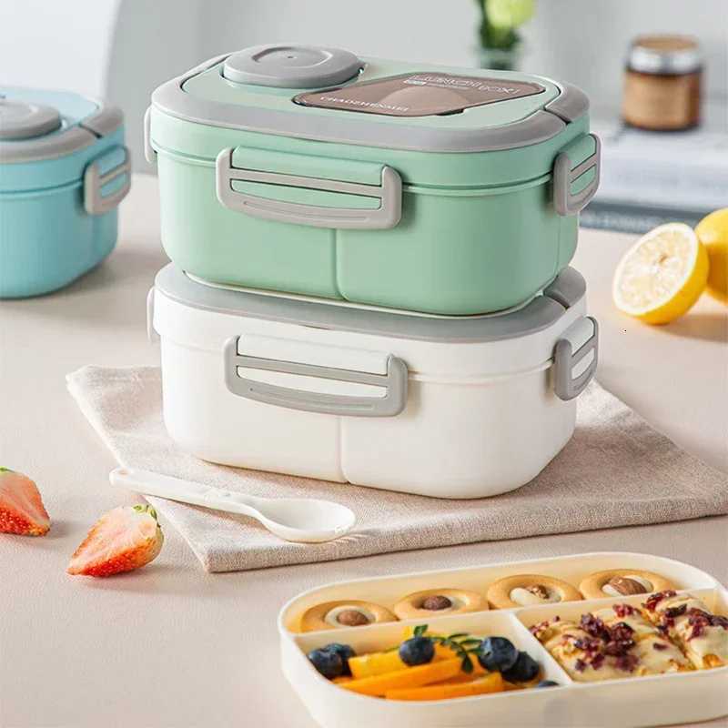 Portable Lunch Box Cpartment Wheat Straw Bento Carrying Handle Box Reusable Tableware Containers Meal Snack Food Containers H251213