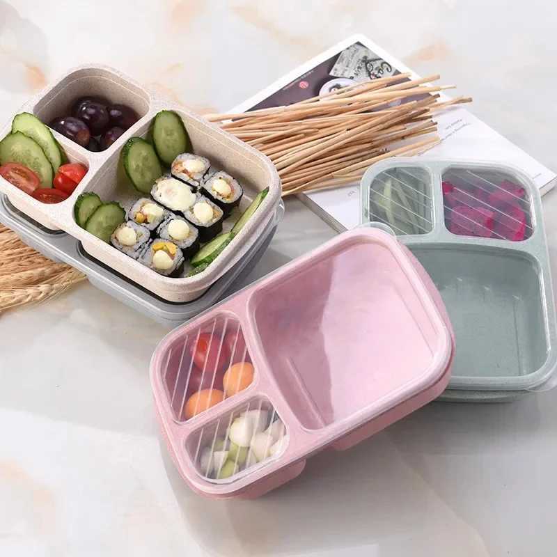 Wheat Straw Lunch Box Portable Bento Box With Cpartment Picnic Bento Box Fruit Container Microwave Oven Dinnerware for Student H251213