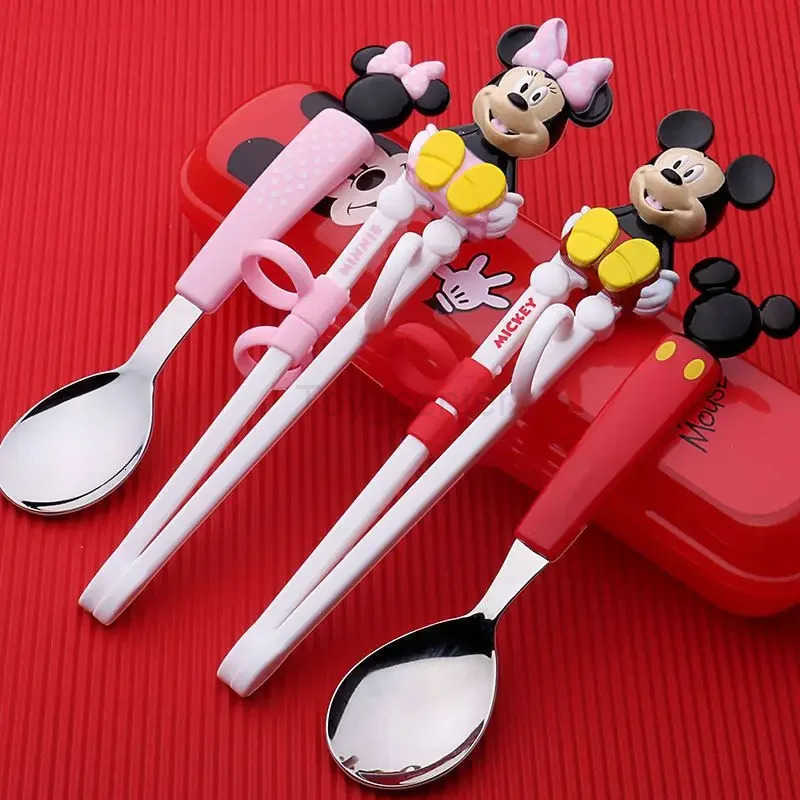 Disney Stitch McQueen childrens learning and training chopsticks full set of anti-fall and cute household anti-scald food grade H251215