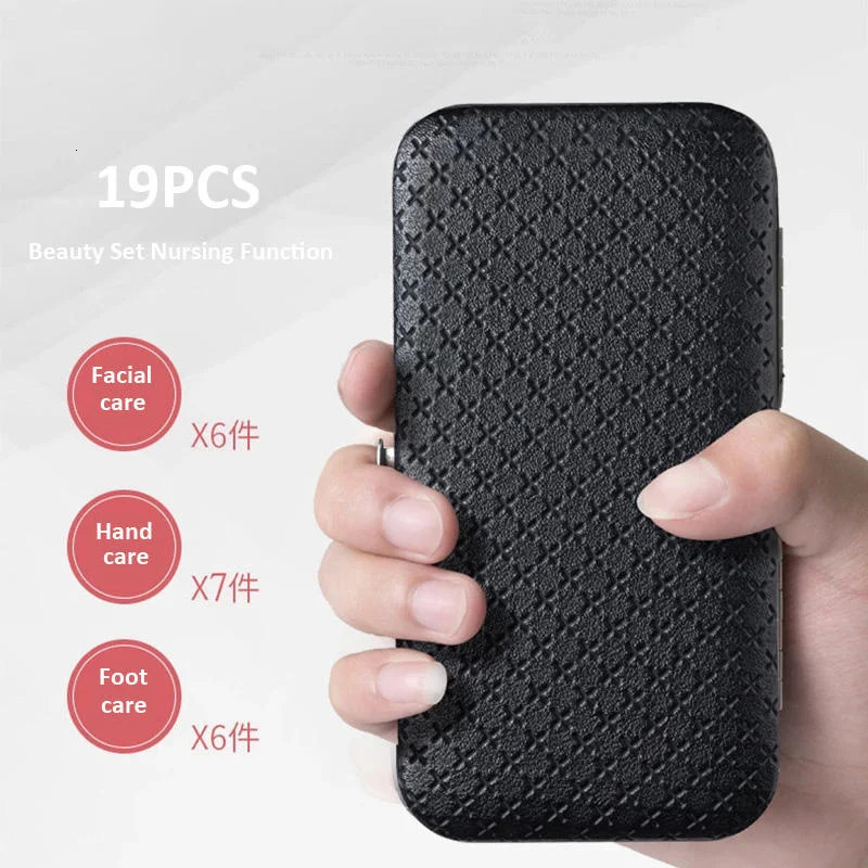 19pcs Professional Multifunctional Stainless Steel Nail Clipper Kits Portable Manicure Pedicure set with PU Bag 251211