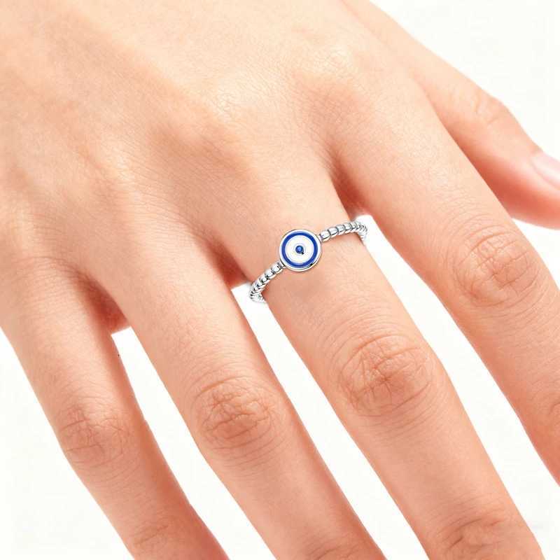 Blue Zircon Devils Eye 925 Sterling Silver Rings For Women Couple Evil Hand Palm Star Moon Stackable Ring Party Charms Jewelry M251215