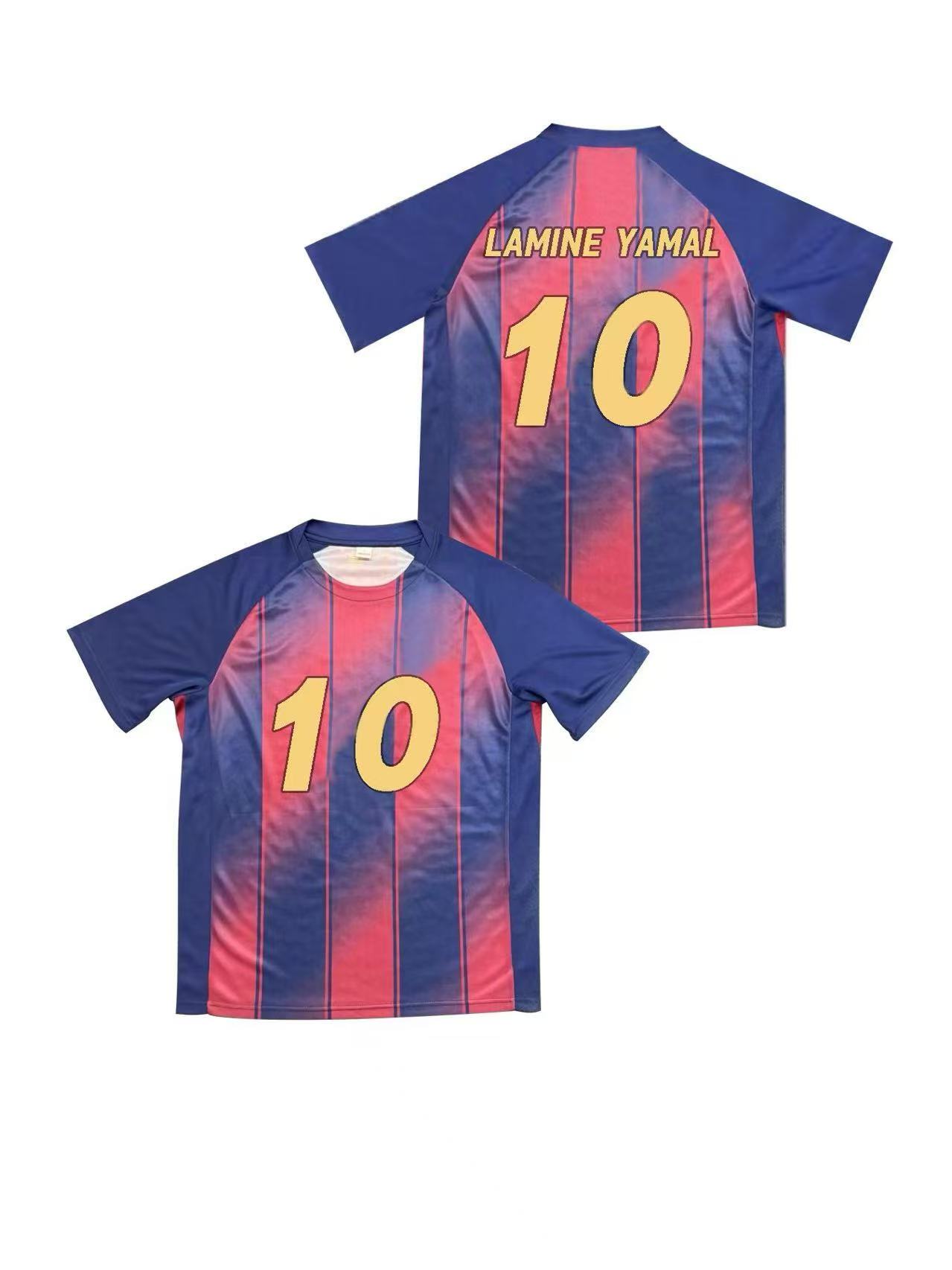 25 26 Soccer Jerseys 10 19 LAMINE YAMAL Retro Blue Red Jerseys Barcelona football shirt Team Men