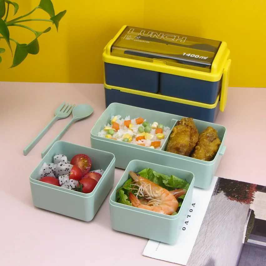 Kitchen Supplies Double-layer Cpartment Insation Set Easy to Clean Microwave Oven Plastic Lunch Box H251213