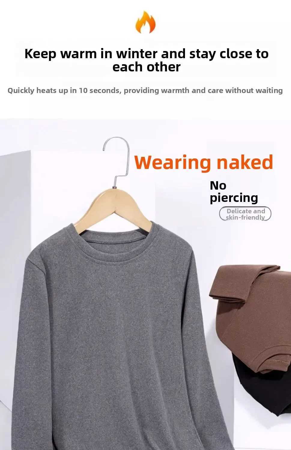 Mens Underwear Mens Thickened and Padded Fleece Long Sleeve Round-Neck Innerwear for Autumn and Winter G251215