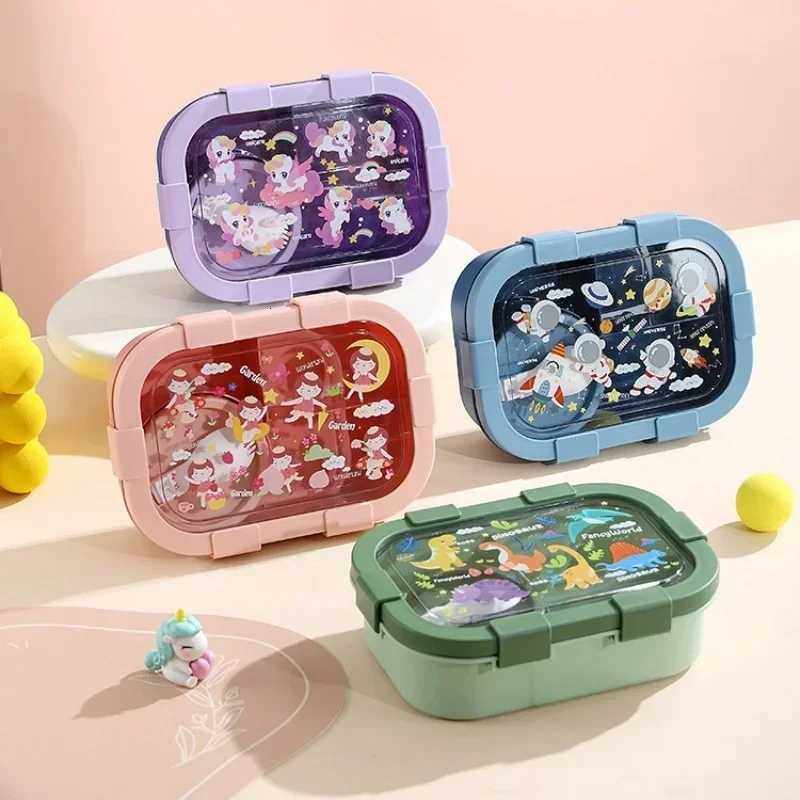 1000/1350ml Cartoon Lunch Box with Soup Bowl Bento Box Buckle Design Sed and Leak-proof Portable Food Storage Container H251213