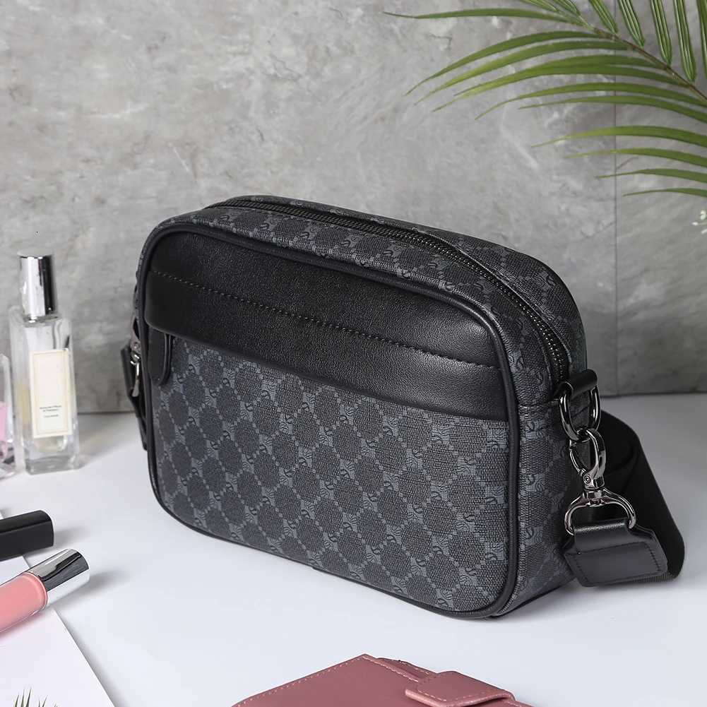 Mens Leather Crossbody Satchel Classic Pattern Business Sling Bags Male Casual Shoulder Crossbody Bag Small Square Plaid BagsT251215