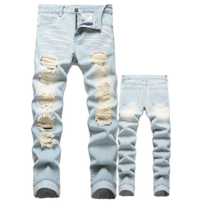 Black Y2K Jeans Mid Rise Straight Leg Man Pants with Silver Star Distressed Ripped Denim Clothing Hip Hop Male Streetwear250828