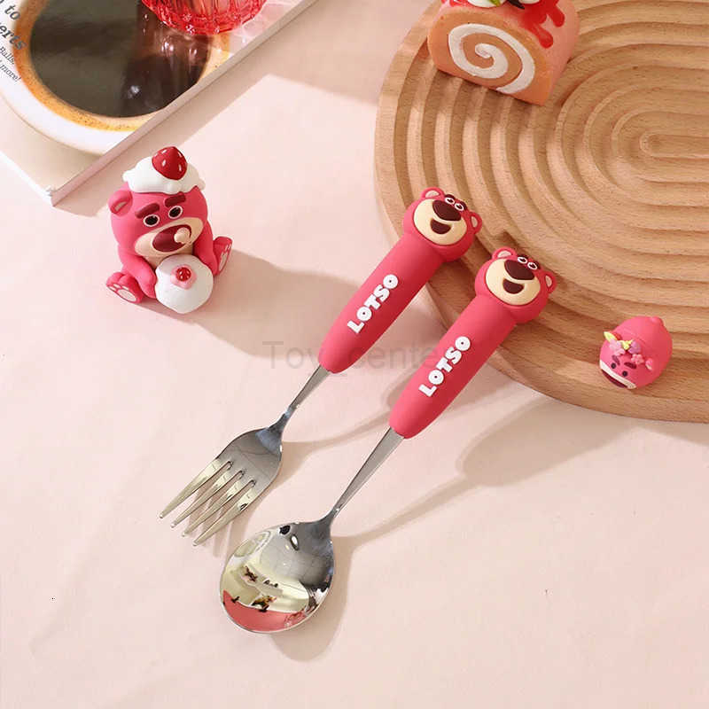 Disney Strawberry Bear Tableware Cartoon Pooh Bear 304 Stainless Steel Spoon Fork Portable Dinnerware Kitchen Tool Supplies H251215