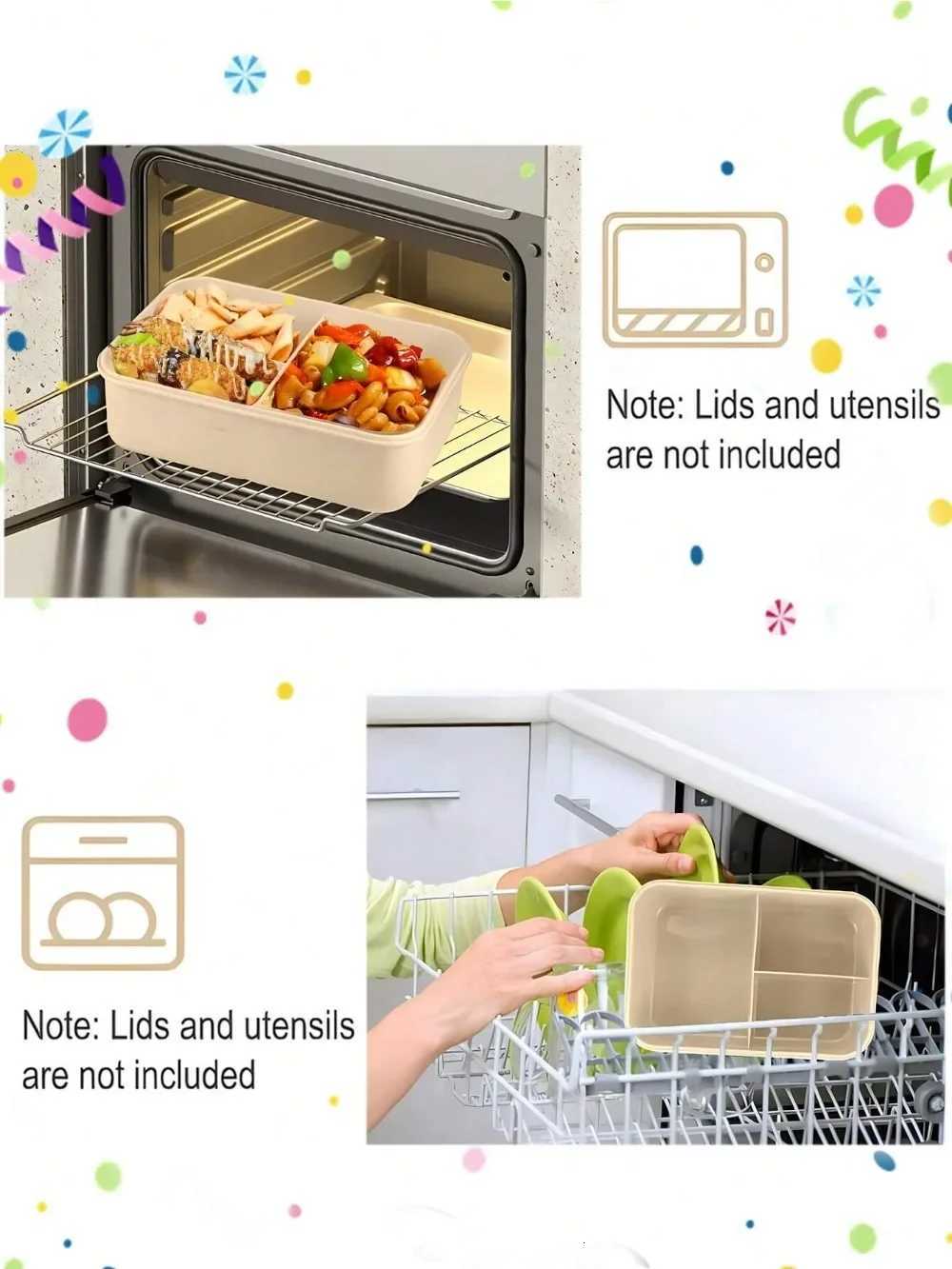 1Pc Bento Box Adt Lunch Box With 4 CpartmentsUtensils Sauce Jar ffin Liners MicrowaveDishwasher Safe Back To School H251213