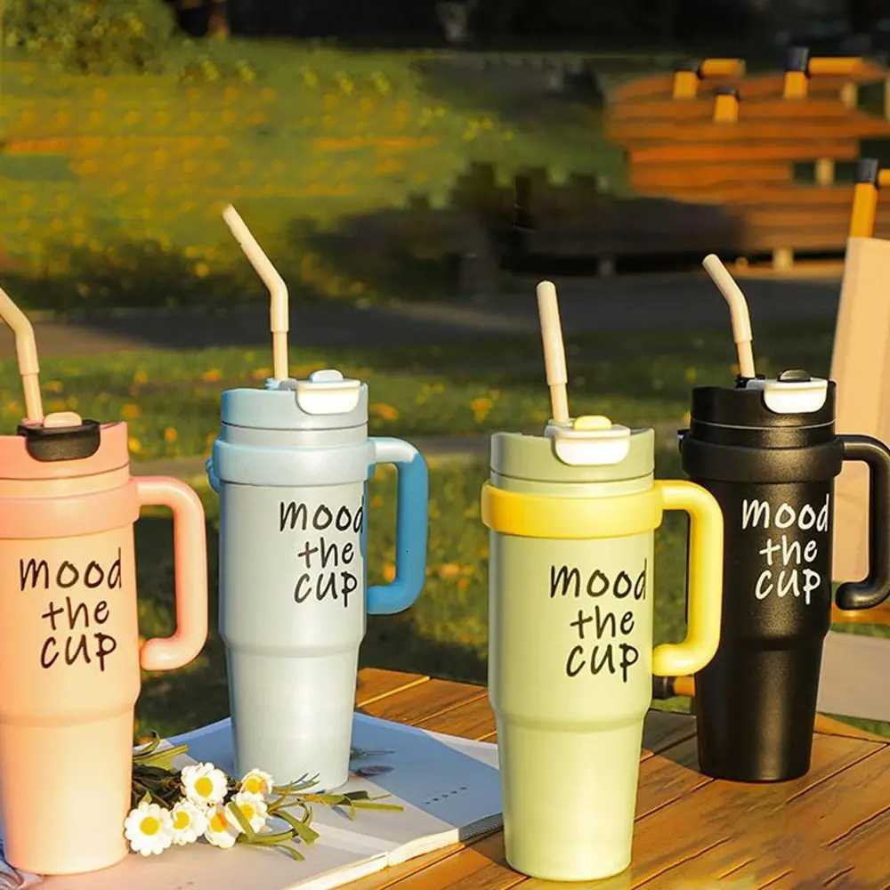 Large Capacity Straw Cup 1000ML Thermal Water Bottle Car Portable Coffee Cup Insulation Cup Insulation Bottle Insulation Cup H251215