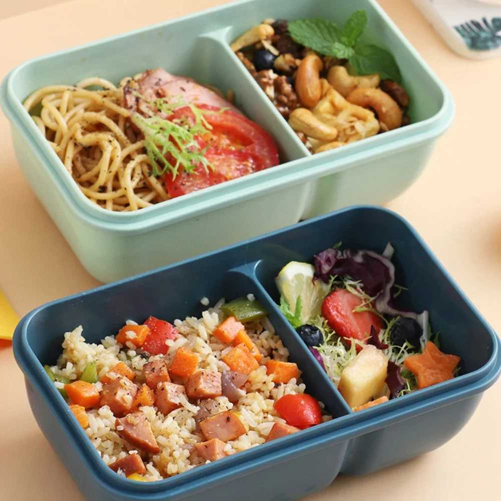 850ML Microwave Lunch Box with Spoon Chopsticks Dinnerware Food Storage Container Children Kid School Off Microwave Bento Box H251213