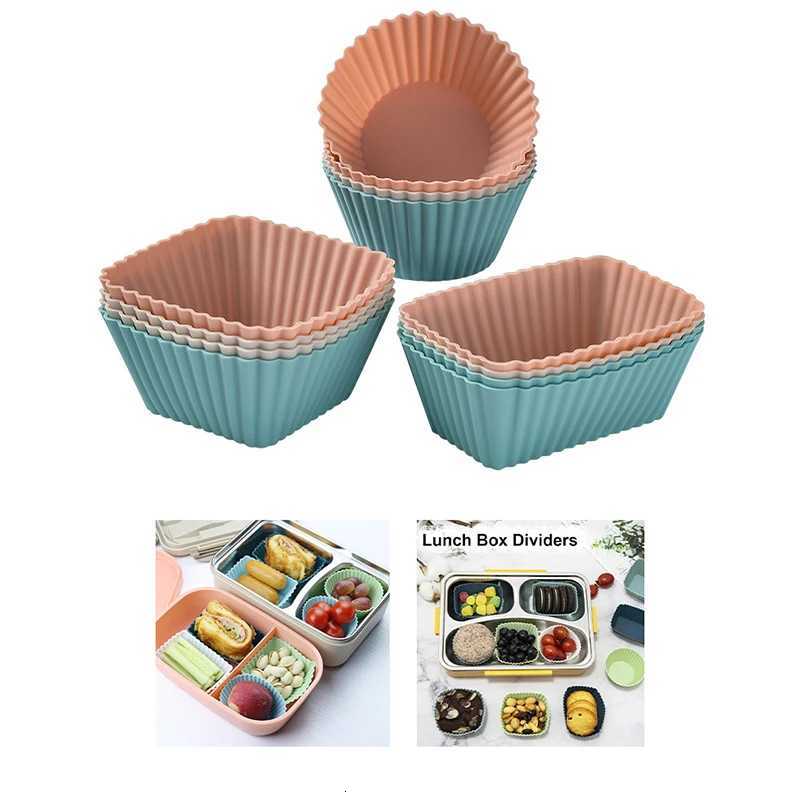 4/10/12Pcs Reusable Silicone Cupcake Baking Cups Non-Stick ffin Liners Molds Sets Bento Lunch Box Dividers Pastry Cake Molds H251213