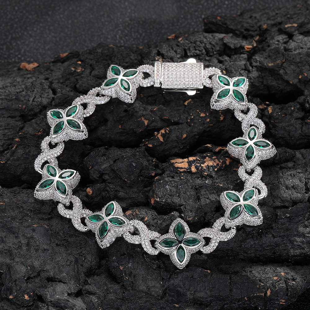 Designer Bracelet Unlimited Clover Luxury Jewelry Fashion Trend Cool High End 5A Zircon Necklace Colorful Necklace Hip Hop Rock Personality Show Tempe