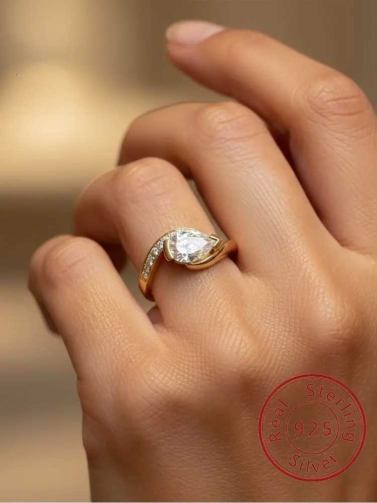 925 Sterling Silver Fashion Exquisite Water Drop Zircon Ring For Women Engagement Wedding Anniversary High Quality Fine Jewelry M251215