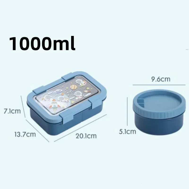 1000/1350ml Cartoon Lunch Box with Soup Bowl Bento Box Buckle Design Sed and Leak-proof Portable Food Storage Container H251213