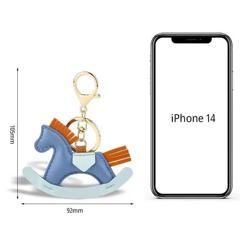 luxury Cute Cartoon Pony Animal Keychain PU Leather Rocking Horse Keyring for Women Men Car Key Bag Backpack Pendant Ornament Gifts M251215