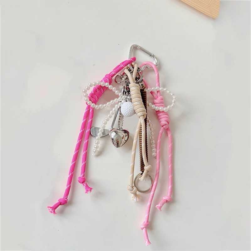 Keychain DIY Creative Weaving Rope Pendant White Bowknot Heart Bag Decoration Women s Gifts Handmade Jewelry Ornament M251215