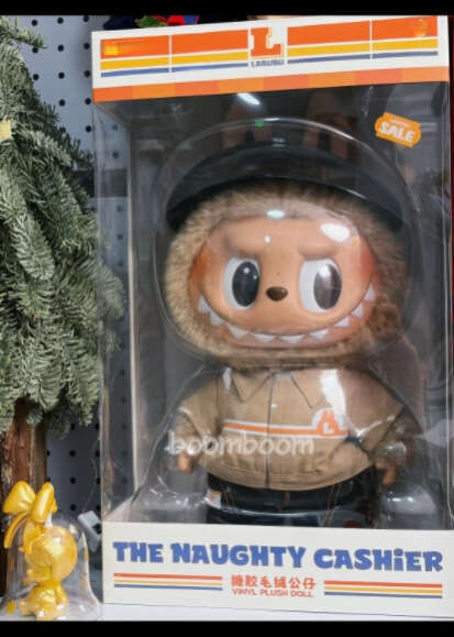 38Cm Labubu The Monstersthe Naughty Cashier Glass Doll Vinyl Toys