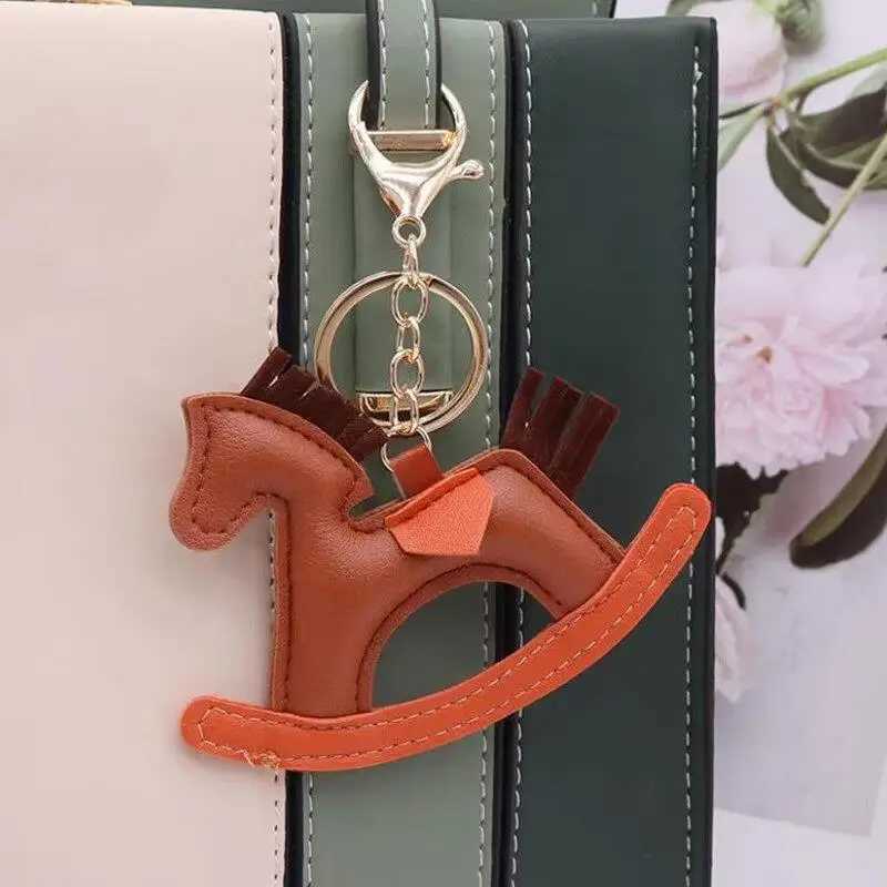 3D Trendy Designer luxury PU Leather Rocking Horse Keychain Pony Horse Pendant Decoration For Ladies Bag Keyring Charm Accessories M251215