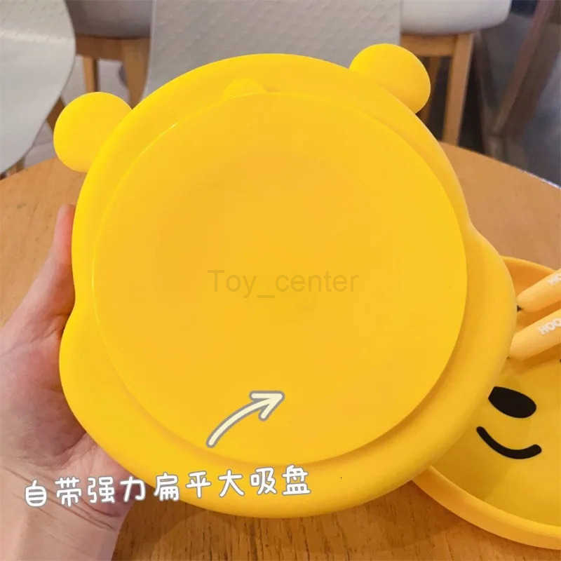 Disney Winnie the Pooh silicone dinner plate with fork and spoon set childrens tableware suction cup anti-fall tableware tray H251215