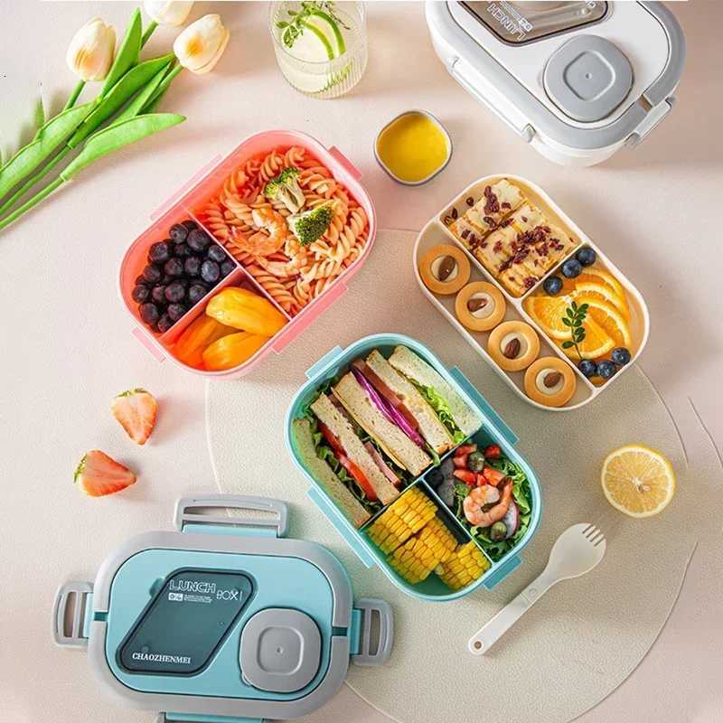 Portable Lunch Box Cpartment Wheat Straw Bento Carrying Handle Box Reusable Tableware Containers Meal Snack Food Containers H251213