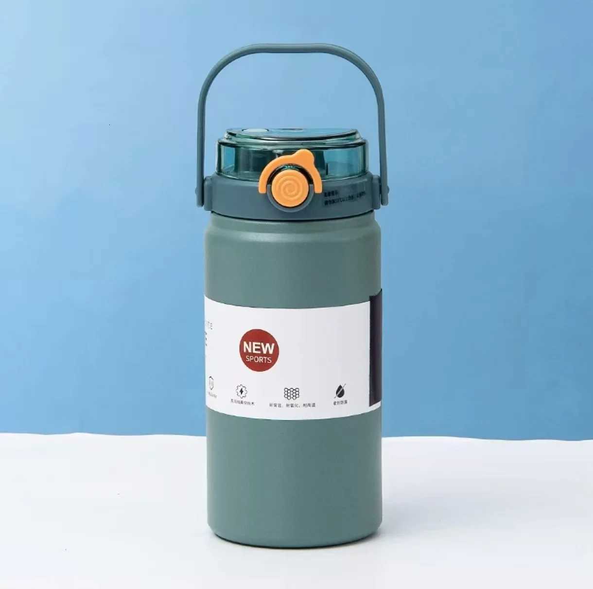 New simple and large-capacity 316 handle thermos cup for outdoor mountaineering and sports with dual drinking cups H251215