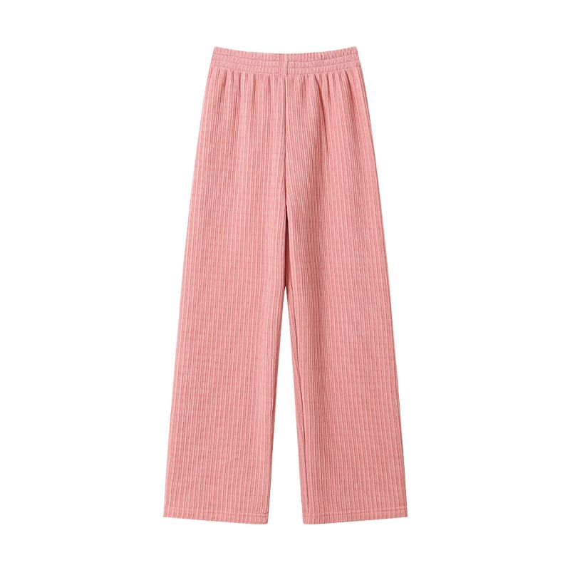 Pink corduroy pants for women in autumn and winter, thickened high-waisted, loose, straight-leg, fleece warm Chenille wide-leg pants-----YF-675