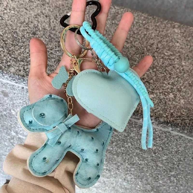 DIY Puppy Pendant Keychains Fashion Leather Dog KeyChain for Women Bag Pendant Car Keyring Clasp Key Chain Jewelry Gifts M251215
