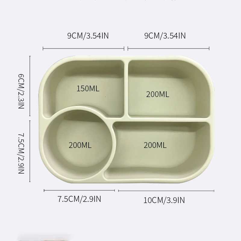 Silicone Lunch Box with Mini Fruit Fork Set 4-Cpartment Leak-Proof Snack Containers for Kids Microwave Safe Food Container H251213