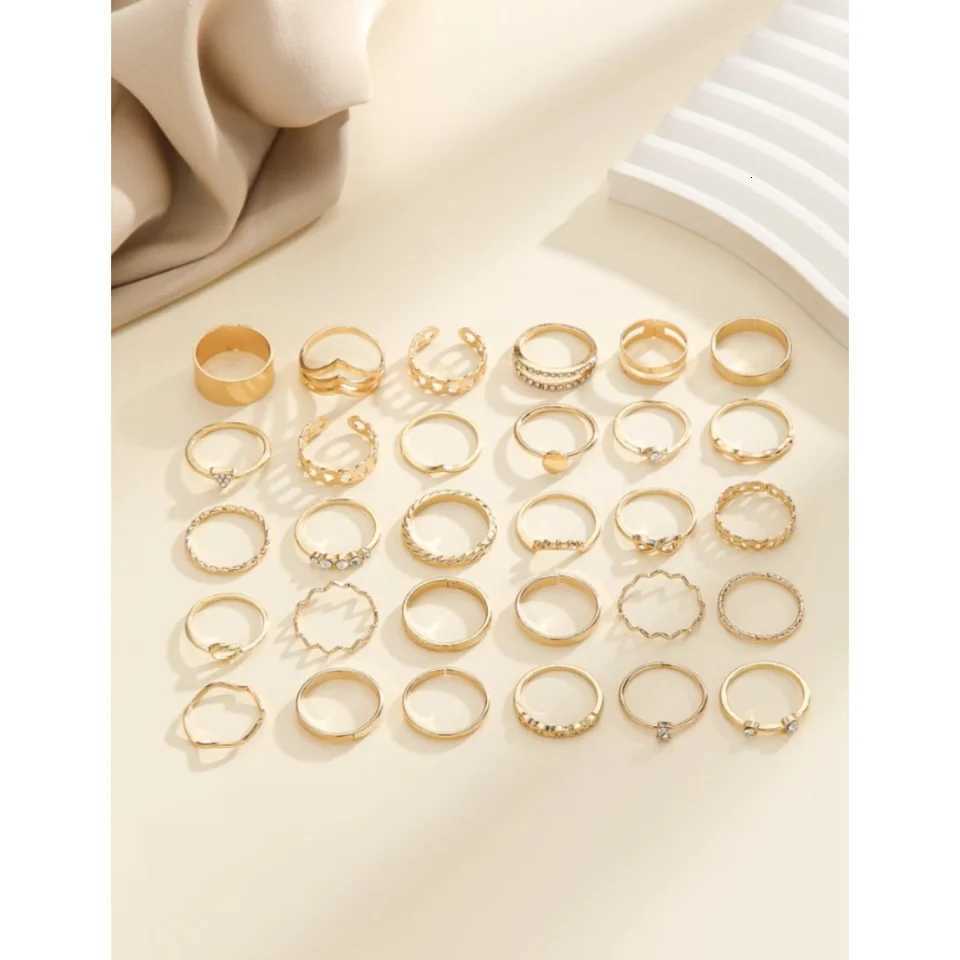 Popular Geometric Ring Set Open-Ended Multi-Joint Irregular Ring 30-Piece Set M251215