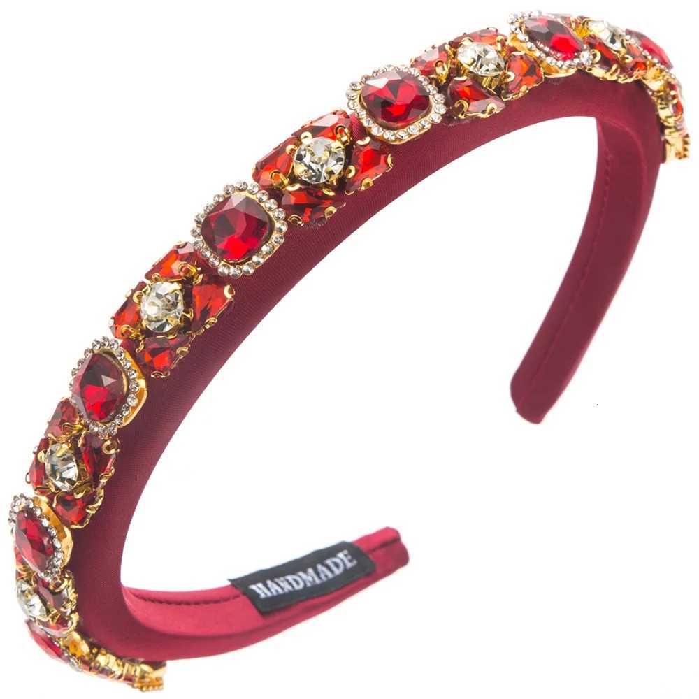 Baroque Crystal Rhinestone Headband Velvet Cushion Headband Stylish Elegant Headband Girl Party HeadbandXJ251215 - view 5