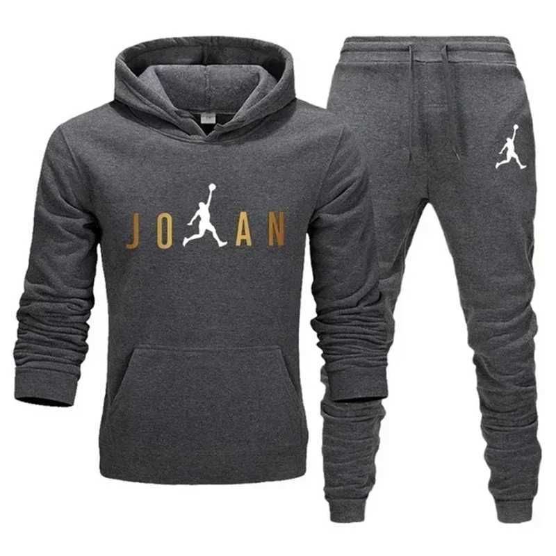Mens fashionable casual sportswear outdoor jogging set autumn and winter pullover hoodie sweatpants two-piece set X251215 - view 3