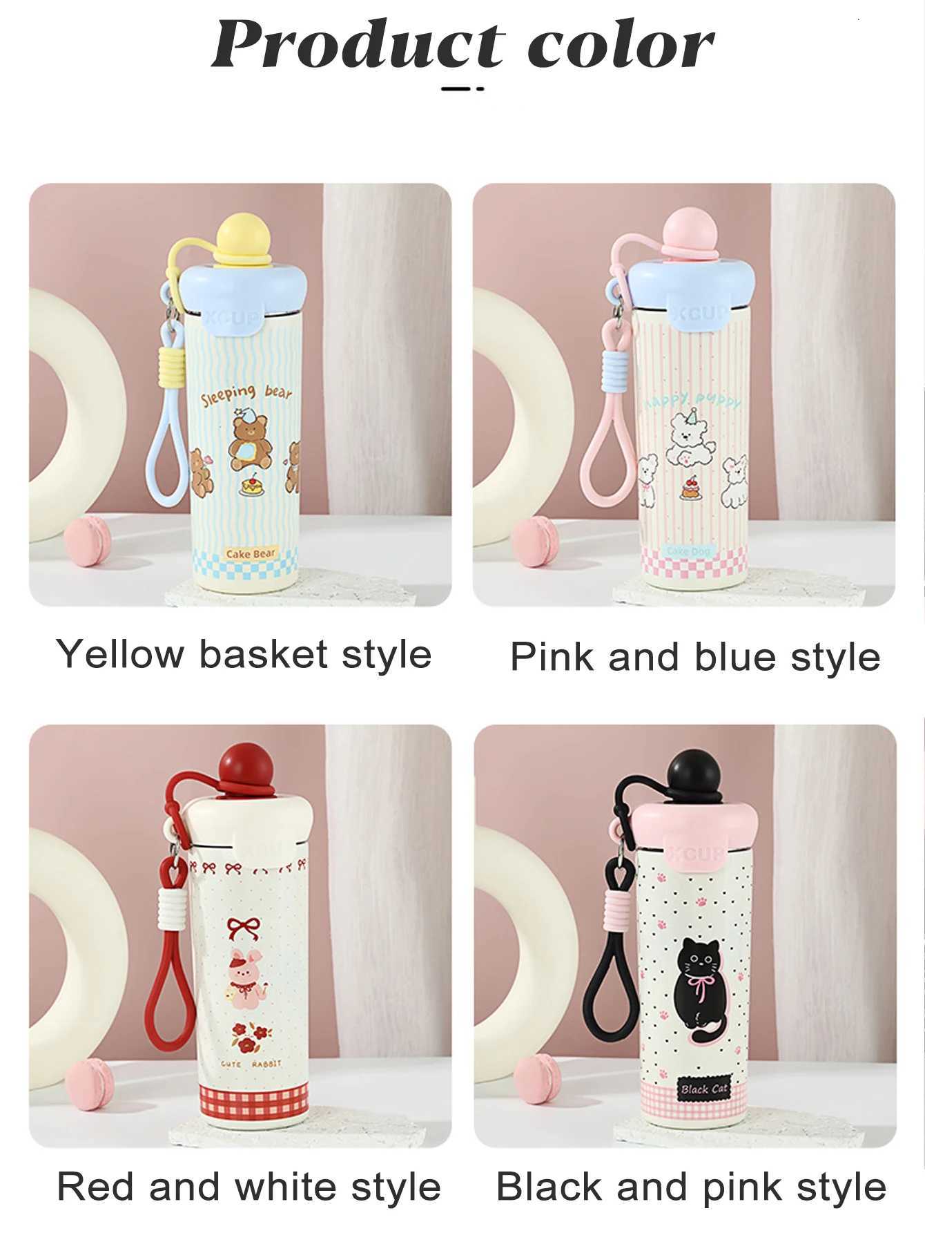 1pc 650ml cute and fashionable double-layer stainless steel insulated and chilled water bottle with a handle H251215